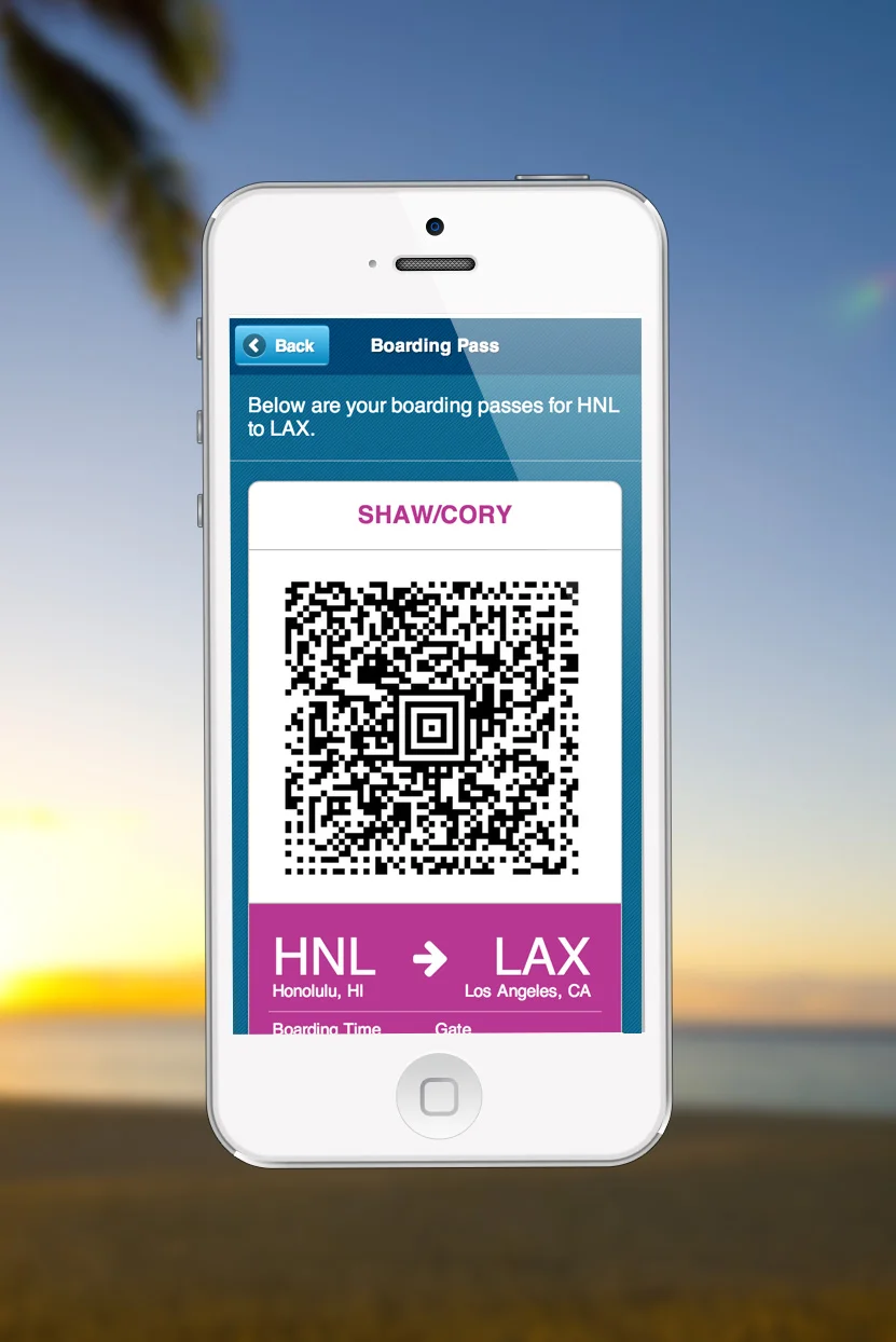 Hawaiian Airlines mobile boarding pass